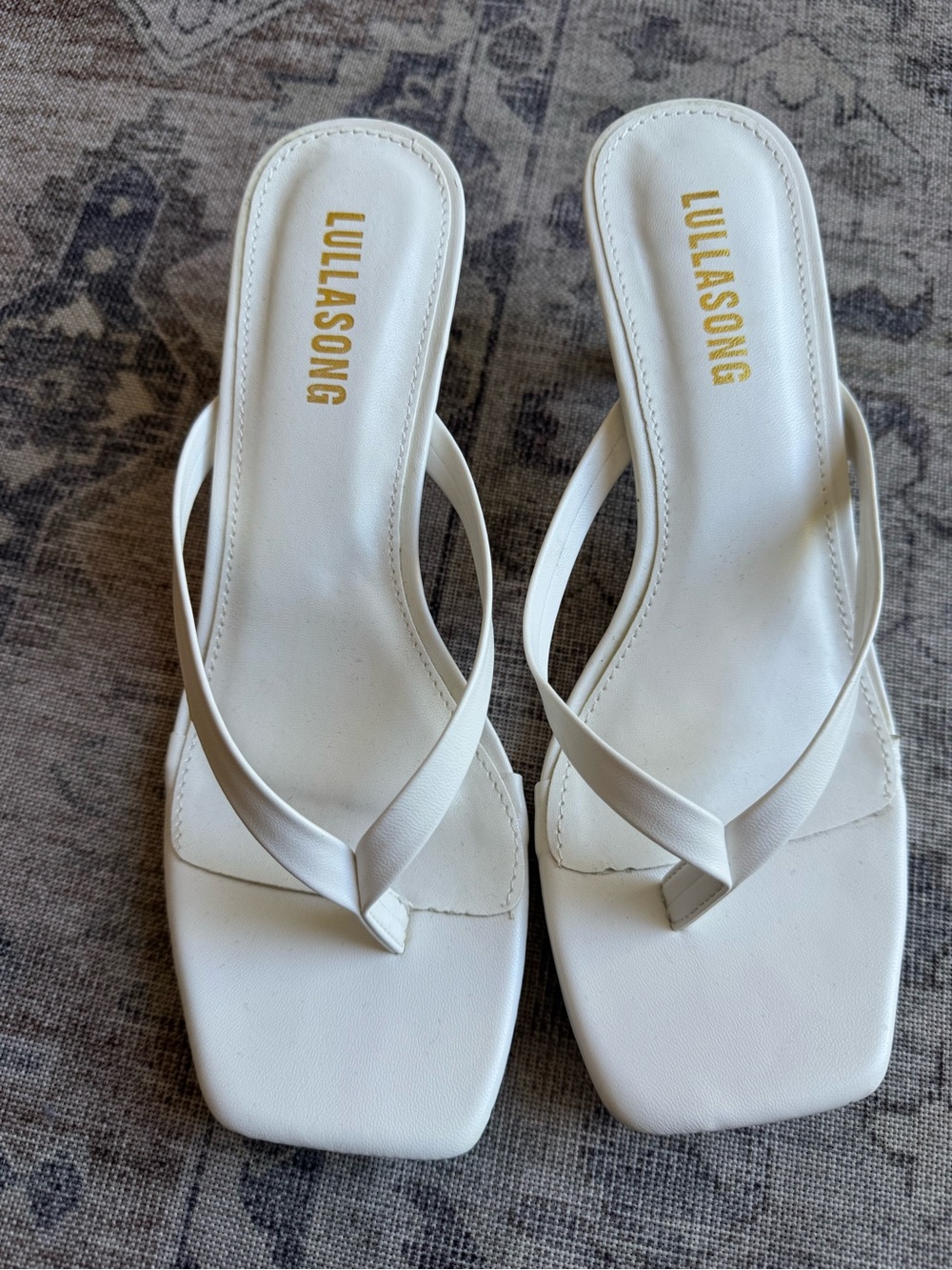 Lullasong White Square-Toe Thong Sandals — Minimal Slip-On Style